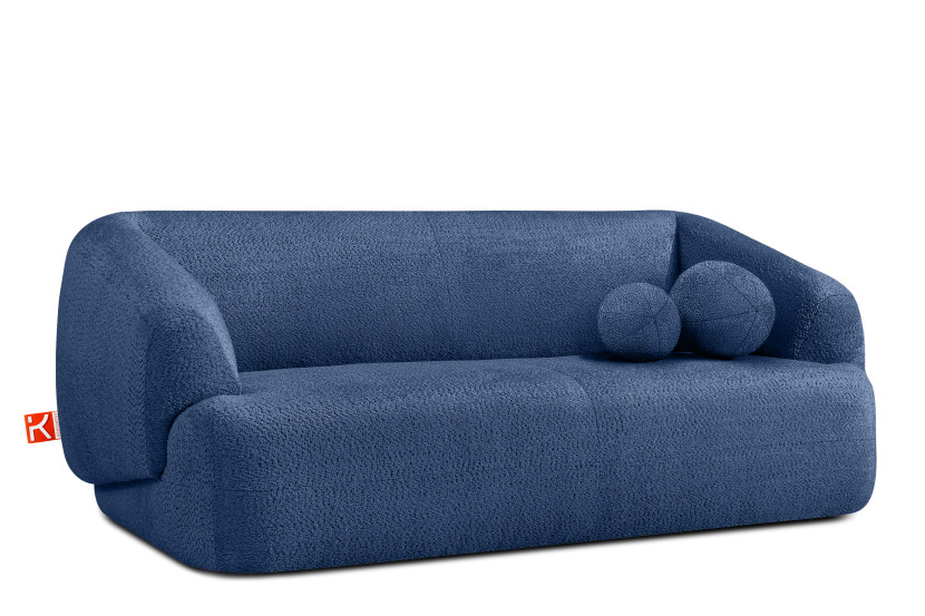 KONSIMO VIRA Sofa 2,5 z podłokietnikami w stylu japandi z ozdobną poduszką 796533