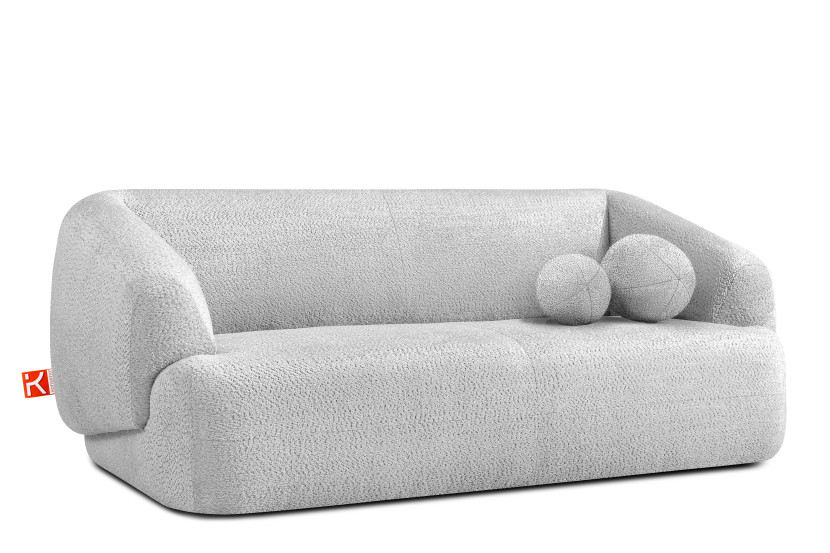 KONSIMO VIRA Sofa 2,5 z podłokietnikami w stylu japandi z ozdobną poduszką 796535