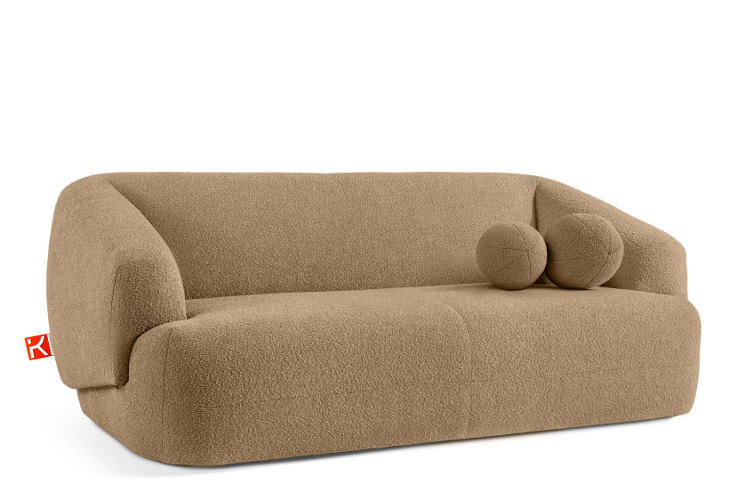 KONSIMO VIRA Sofa 2,5 z podłokietnikami w stylu japandi z ozdobną poduszką 796508