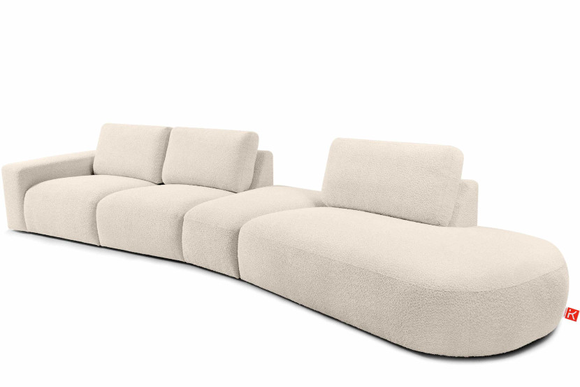 KONSIMO ZUCCO Duży narożnik 430 cm modułowy boucle organiczna forma beż 753946