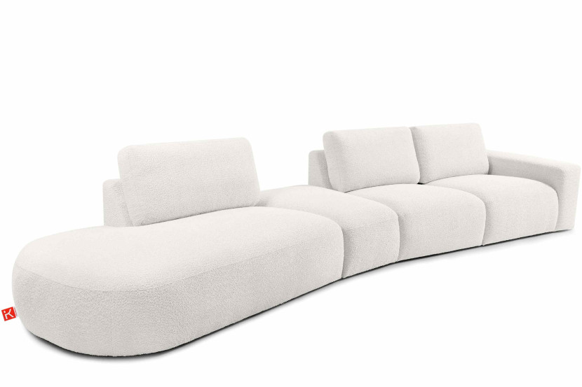 KONSIMO ZUCCO Duży narożnik 430 cm modułowy boucle organiczna forma ecru 753973