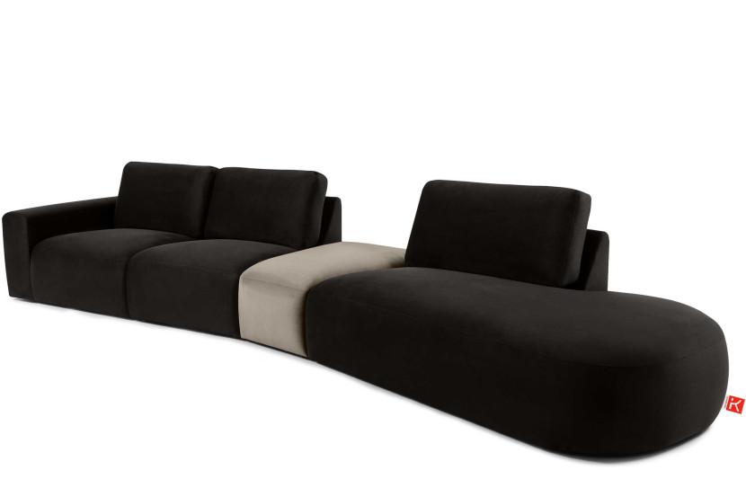 KONSIMO ZUCCO Duży narożnik prawy 430 cm modułowy w tkaninie welurowej 753938