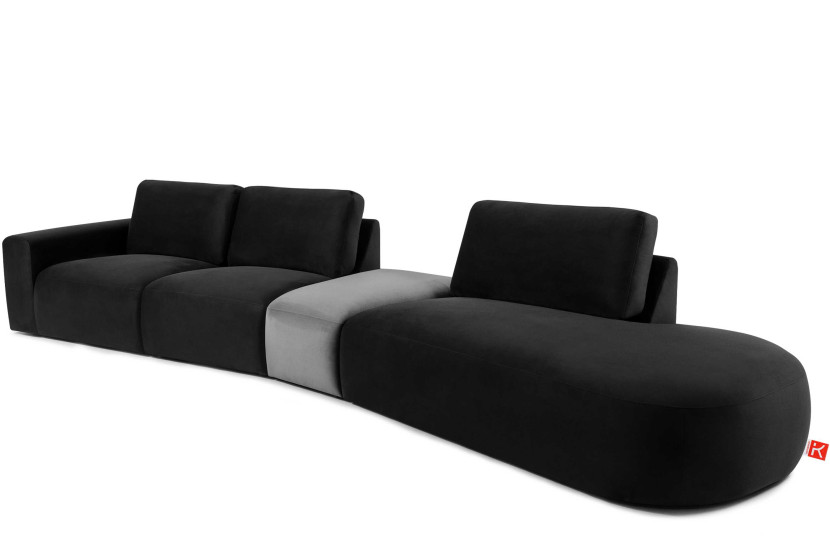 KONSIMO ZUCCO Duży narożnik prawy 430 cm modułowy w tkaninie welurowej 753987