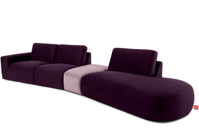 KONSIMO ZUCCO Duży narożnik prawy 430 cm modułowy w tkaninie welurowej 753997