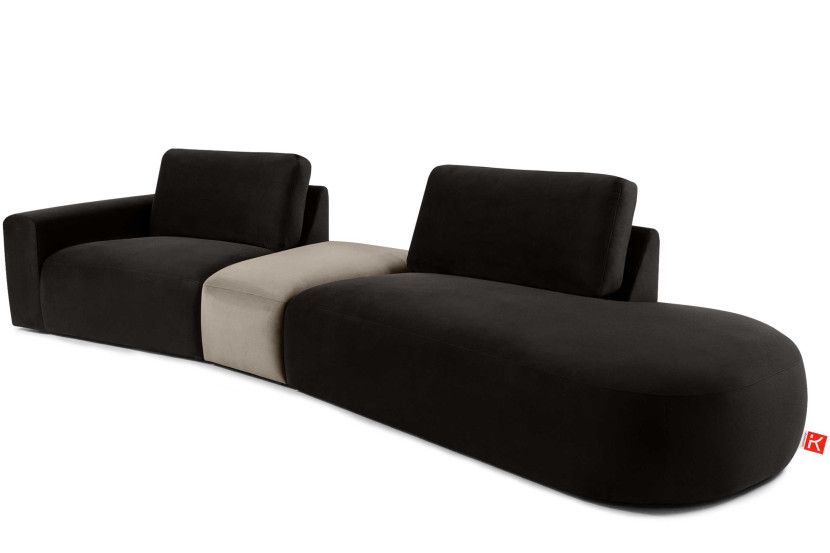KONSIMO ZUCCO Narożnik modułowy do salonu 350 cm, tkanina welur brąz/beż 754030