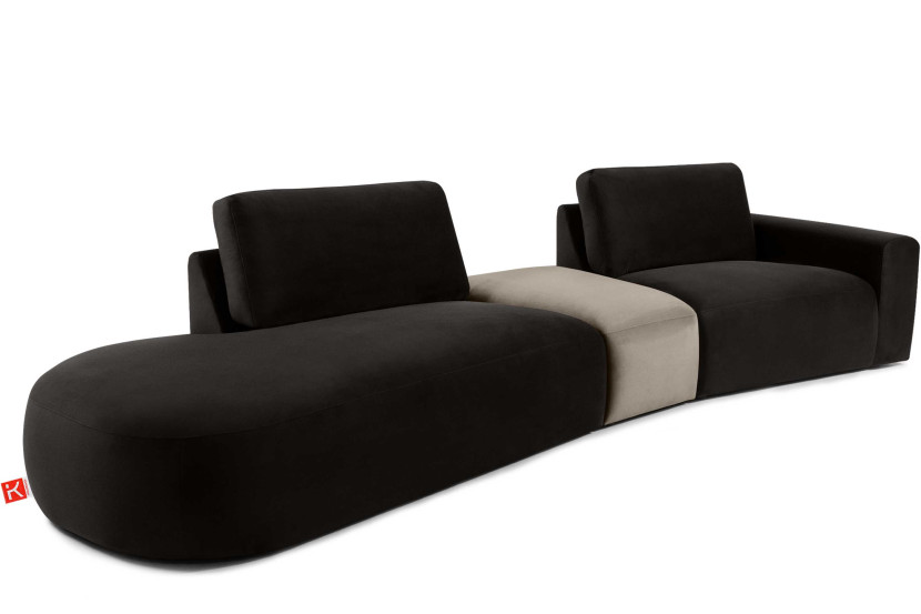 KONSIMO ZUCCO Narożnik modułowy do salonu 350 cm, tkanina welur brąz/beż 753972