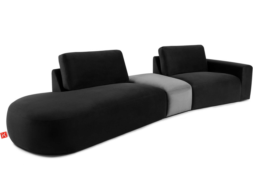 KONSIMO ZUCCO Narożnik modułowy do salonu 350 cm, tkanina welur szary 754026