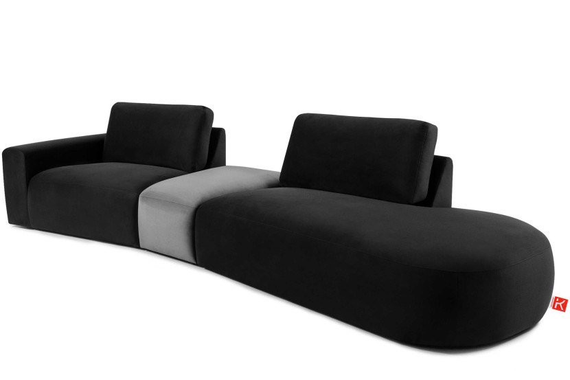 KONSIMO ZUCCO Narożnik modułowy do salonu 350 cm, tkanina welur szary 753937