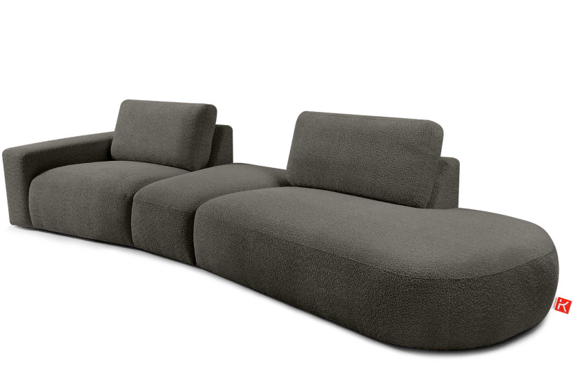 KONSIMO ZUCCO Nowoczesny narożnik modułowy 350 cm, tkanina boucle brązowy 754014