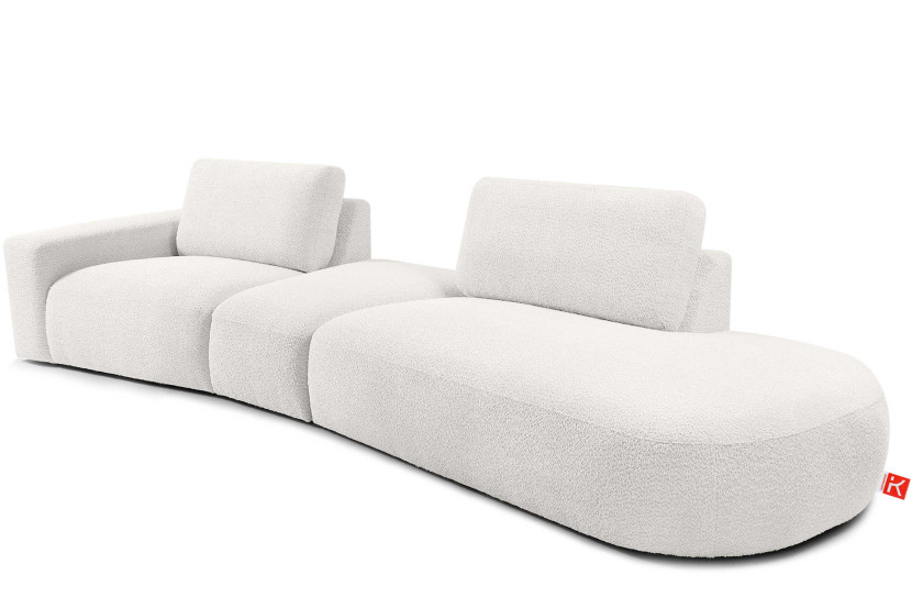KONSIMO ZUCCO Nowoczesny narożnik modułowy 350 cm, tkanina boucle ecru 753919