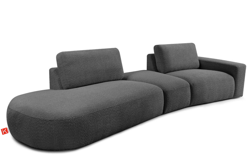 KONSIMO ZUCCO Nowoczesny narożnik modułowy 350 cm, tkanina boucle grafitowy 753994