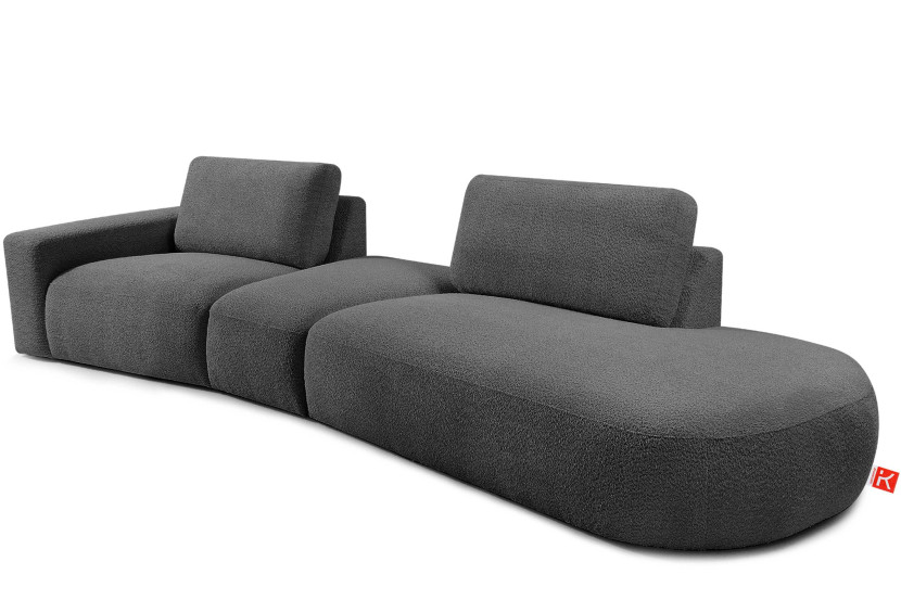 KONSIMO ZUCCO Nowoczesny narożnik modułowy 350 cm, tkanina boucle grafitowy 753956