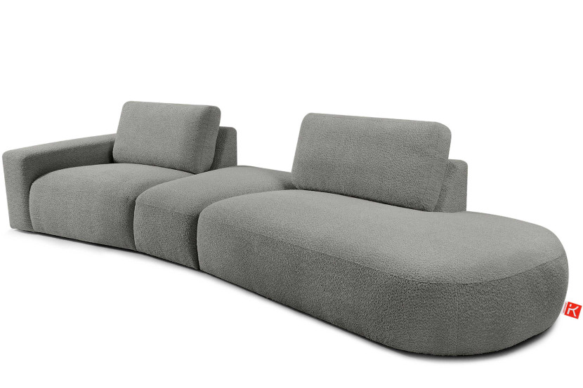 KONSIMO ZUCCO Nowoczesny narożnik modułowy 350 cm, tkanina boucle popielaty 753954