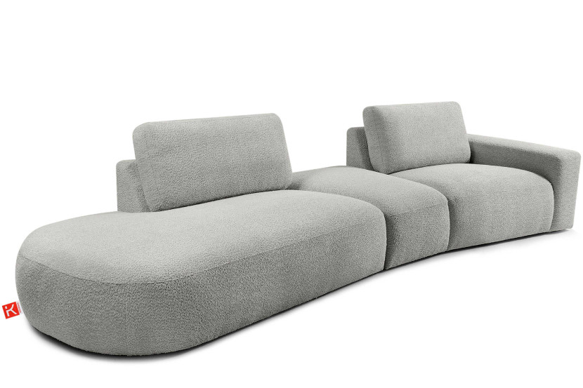 KONSIMO ZUCCO Nowoczesny narożnik modułowy 350 cm, tkanina boucle popielaty 753969