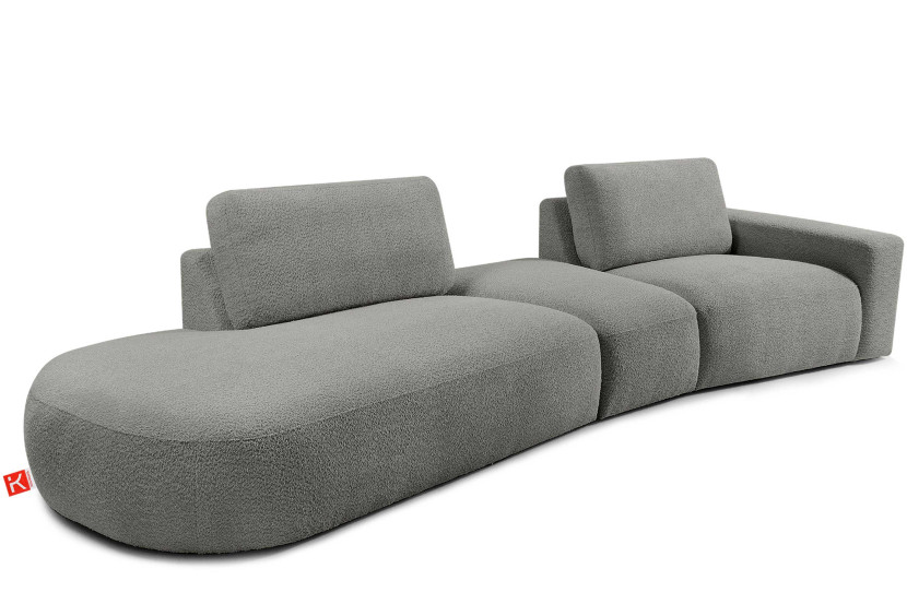 KONSIMO ZUCCO Nowoczesny narożnik modułowy 350 cm, tkanina boucle popielaty 753986