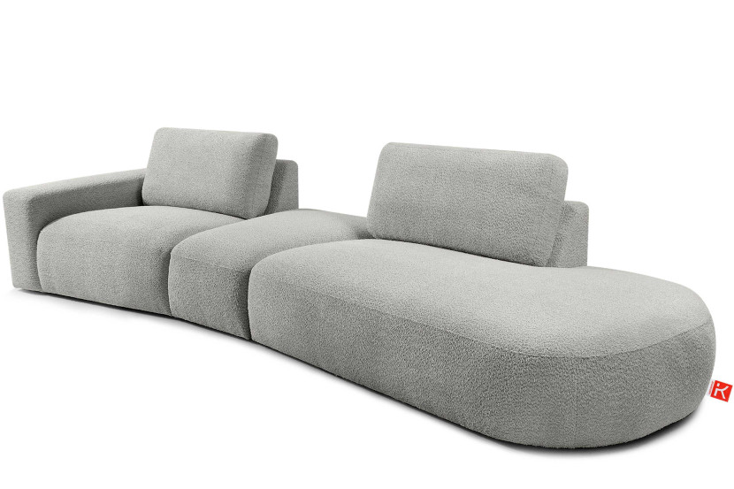 KONSIMO ZUCCO Nowoczesny narożnik modułowy 350 cm, tkanina boucle popielaty 753953