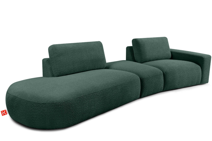 KONSIMO ZUCCO Nowoczesny narożnik modułowy 350 cm, tkanina boucle zielony 753977