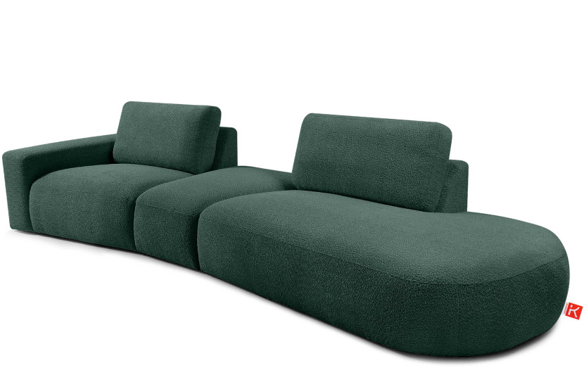 KONSIMO ZUCCO Nowoczesny narożnik modułowy 350 cm, tkanina boucle zielony 753929