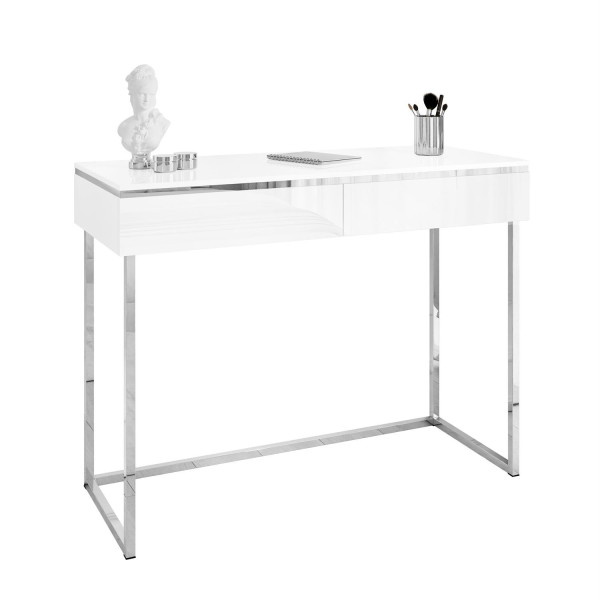 Konsola AURORA SILVER biały połysk na srebrnym stelażu 849612