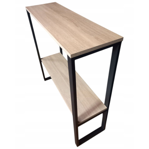 Konsola loft dąb sonoma 90x29x92cm 2 poziomy stolik pomocniczy metal 747993