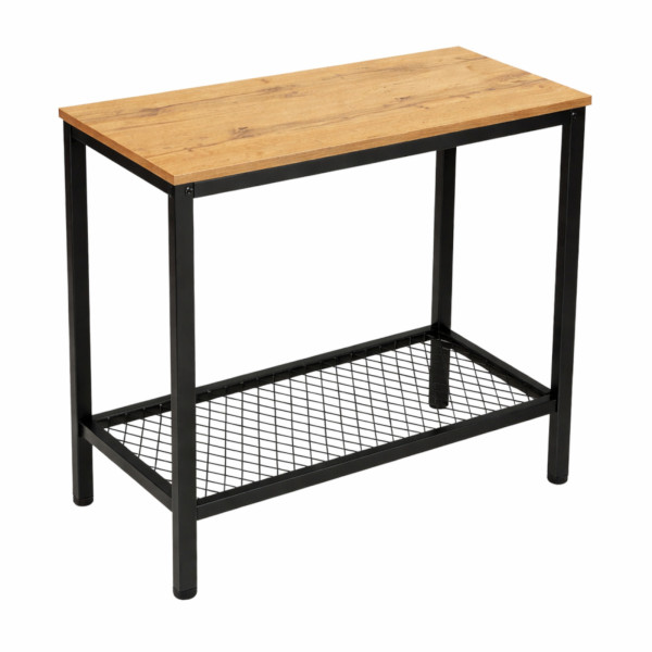 Konsola loft stolik pomocniczy dąb czarny metal półka do przedpokoju BEGRYF 996324