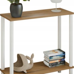 Konsola loft z półką 80x30x80 cm metalowa biała do przedpokoju 987274 Konsola loft z półką 80x30x80 cm metalowa biała do przedpokoju 987274