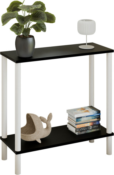 Konsola loft z półką 80x30x80 cm metalowa biała do przedpokoju 987277