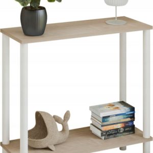 Konsola loft z półką 80x30x80 cm metalowa biała do przedpokoju 987273 Konsola loft z półką 80x30x80 cm metalowa biała do przedpokoju 987273