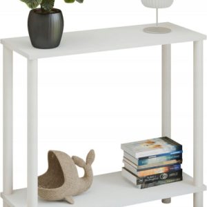 Konsola loft z półką 80x30x80 cm metalowa biała do przedpokoju 987280 Konsola loft z półką 80x30x80 cm metalowa biała do przedpokoju 987280