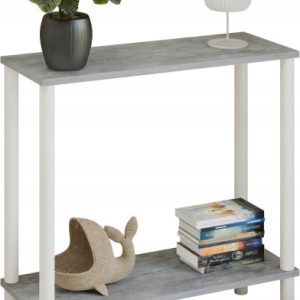 Konsola loft z półką 80x30x80 cm metalowa biała do przedpokoju 987288 Konsola loft z półką 80x30x80 cm metalowa biała do przedpokoju 987288