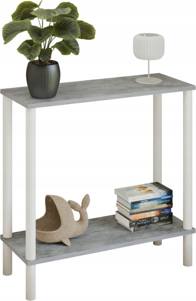 Konsola loft z półką 80x30x80 cm metalowa biała do przedpokoju 987288