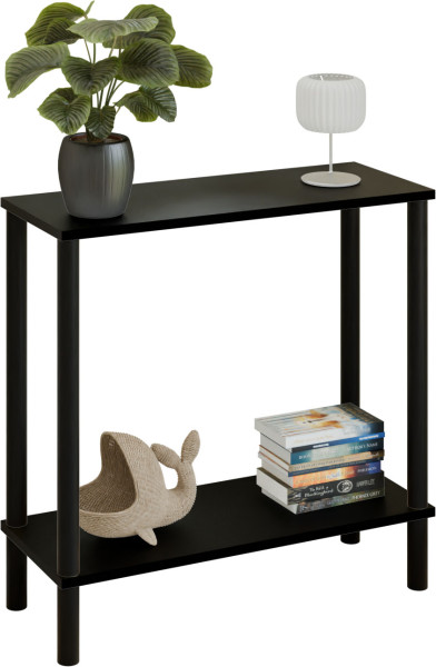 Konsola loft z półką 80x30x80 cm metalowa czarna do przedpokoju 987282
