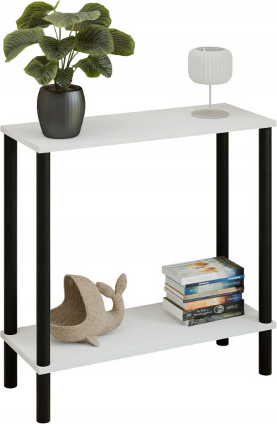 Konsola loft z półką 80x30x80 cm metalowa czarna do przedpokoju 987283