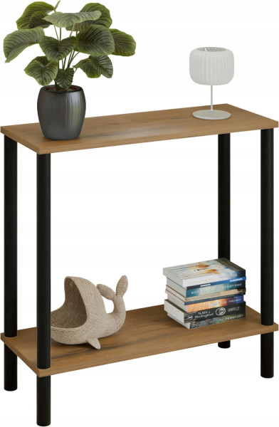 Konsola loft z półką 80x30x80 cm metalowa czarna do przedpokoju 987287