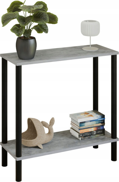 Konsola loft z półką 80x30x80 cm metalowa czarna do przedpokoju 987276