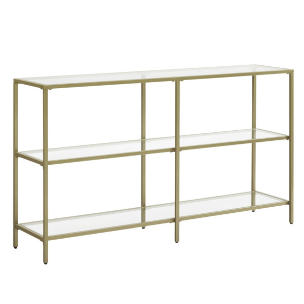 Konsola metalowa 3 poziomy ze szkłem hartowanym złota glamour 130 cm 1064567