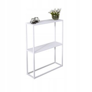 Konsola metalowa toaletka stolik półka stojąca loft biała matowy 60x20h78 847885 Konsola metalowa toaletka stolik półka stojąca loft biała matowy 60x20h78 847885