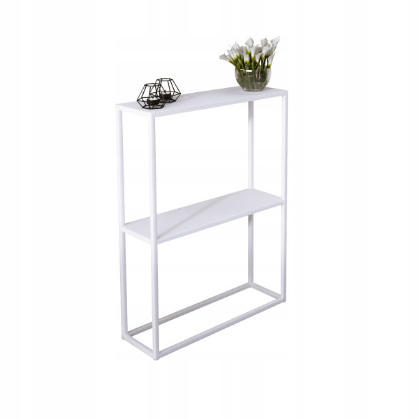 Konsola metalowa toaletka stolik półka stojąca loft biała matowy 60x20h78 847885