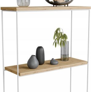 Konsola metalowa toaletka stolik półka stojąca loft biały artisan 60x20h80 813511 Konsola metalowa toaletka stolik półka stojąca loft biały artisan 60x20h80 813511