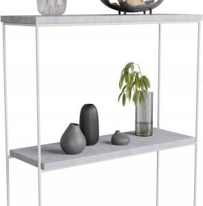 Konsola metalowa toaletka stolik półka stojąca loft biały beton 60x20h80 813505 Konsola metalowa toaletka stolik półka stojąca loft biały beton 60x20h80 813505