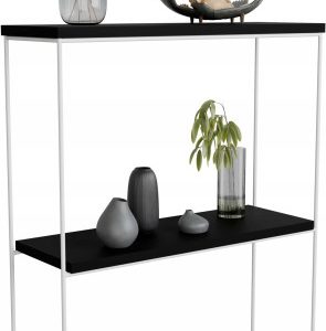 Konsola metalowa toaletka stolik półka stojąca loft biały czarny 60x20h80 813496 Konsola metalowa toaletka stolik półka stojąca loft biały czarny 60x20h80 813496