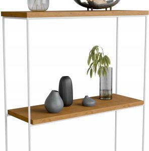 Konsola metalowa toaletka stolik półka stojąca loft biały lancelot 60x20h80 813490 Konsola metalowa toaletka stolik półka stojąca loft biały lancelot 60x20h80 813490