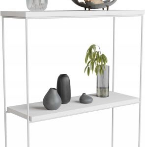 Konsola metalowa toaletka stolik półka stojąca loft biały matowy 60x20h80 813482 Konsola metalowa toaletka stolik półka stojąca loft biały matowy 60x20h80 813482