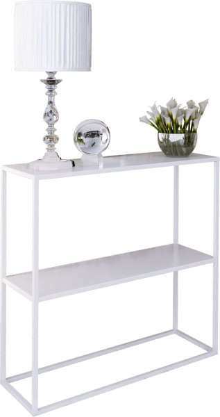 Konsola metalowa toaletka stolik półka stojąca loft biały matowy 80x30h78 936411