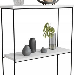 Konsola metalowa toaletka stolik półka stojąca loft biały połysk 60x20h80 813510 Konsola metalowa toaletka stolik półka stojąca loft biały połysk 60x20h80 813510