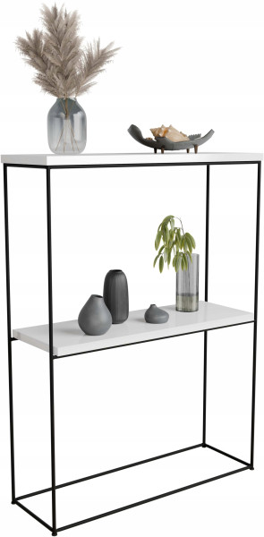 Konsola metalowa toaletka stolik półka stojąca loft biały połysk 60x20h80 813510