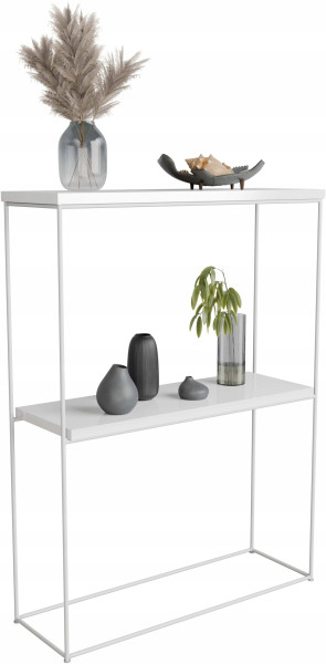 Konsola metalowa toaletka stolik półka stojąca loft biały połysk 60x20h80 813470