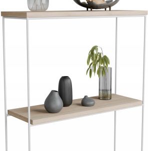 Konsola metalowa toaletka stolik półka stojąca loft biały sonoma 60x20h80 813478 Konsola metalowa toaletka stolik półka stojąca loft biały sonoma 60x20h80 813478