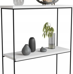 Konsola metalowa toaletka stolik półka stojąca loft czarny biały matowy 813475 Konsola metalowa toaletka stolik półka stojąca loft czarny biały matowy 813475