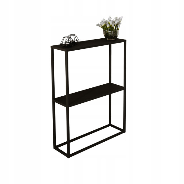 Konsola metalowa toaletka stolik półka stojąca loft czarny matowy 60x20h78 847886